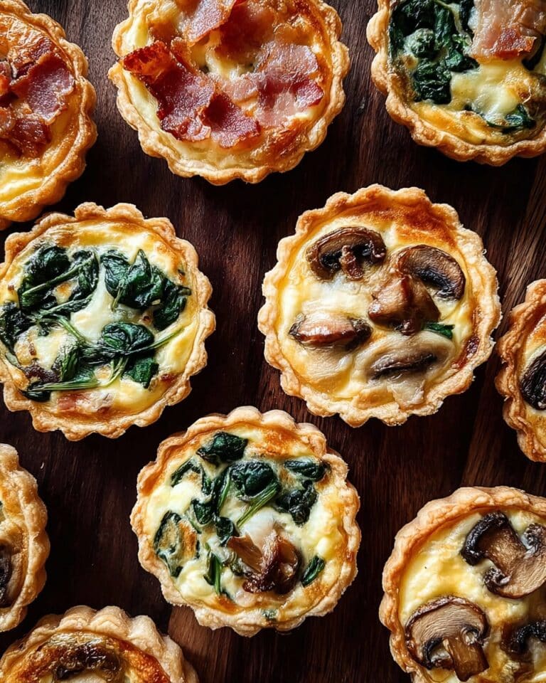 Mini Quiche with Bacon, Gruyère, Spinach, Feta, and Assorted Cheeses Recipe