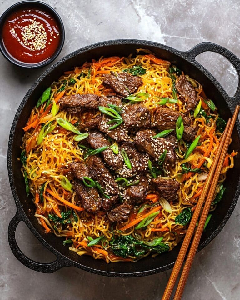 Japchae: Korean Sweet Potato Noodles Stir-Fried with Beef and Vegetables Recipe