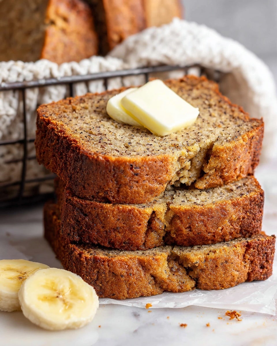 A freshly baked loaf of bread sits in a silver metal loaf pan lined with white parchment paper, showing a golden brown crust with a cracked and textured top. The loaf fills the pan completely, exhibiting a slightly uneven but inviting surface with small holes and a warm baked color. The pan is placed on a white marbled textured surface with a glimpse of a white textured cloth in the background. photo taken with an iphone --ar 4:5 --v 7
