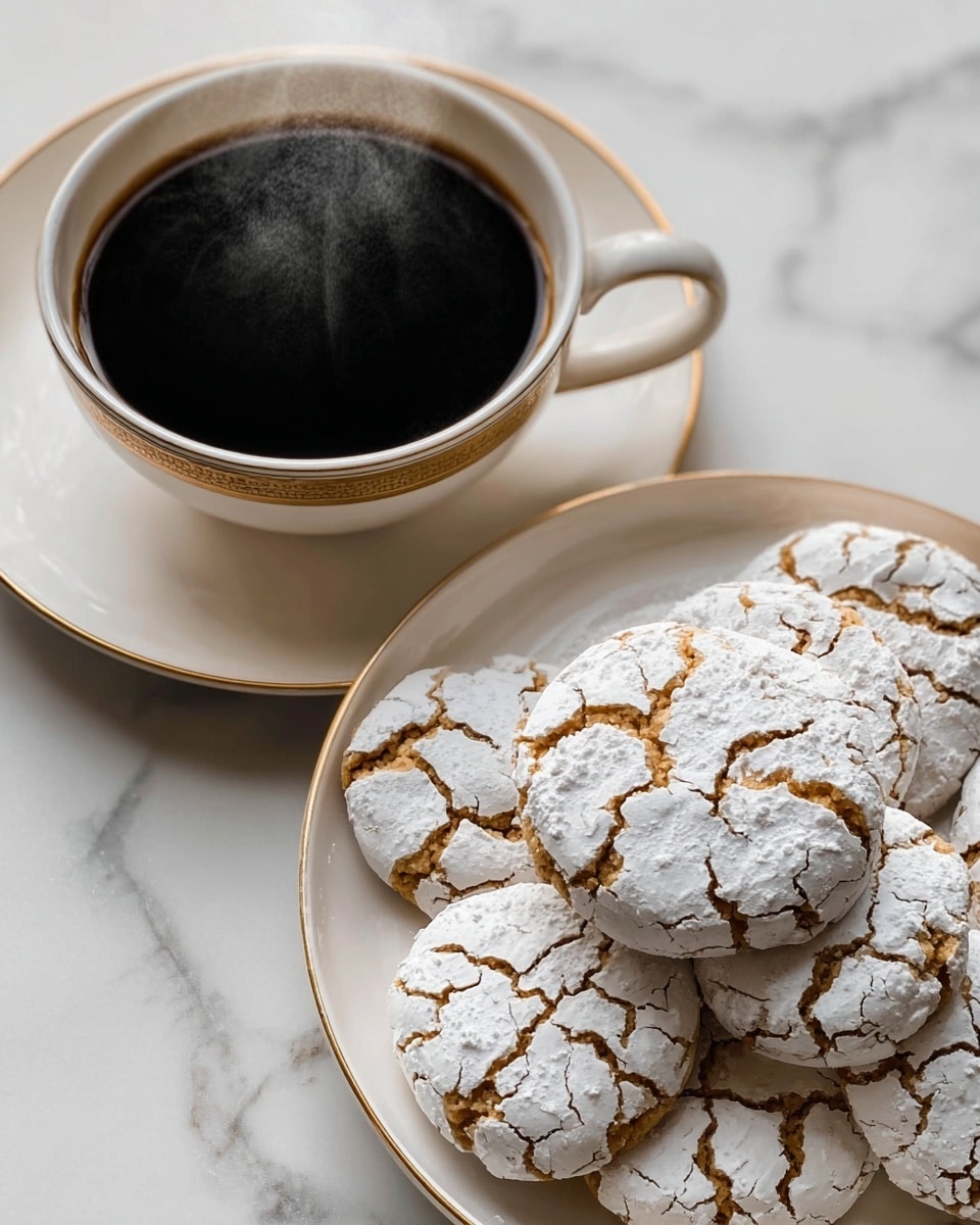 A white plate with a thin gold rim is filled with cracked cookies dusted with powdered sugar. The cookies have a rough, dry texture with deep, uneven cracks showing a golden-brown color underneath the white powdered sugar. The cookies are stacked closely, some overlapping, and one cookie is distinctively heart-shaped near the top center. The plate rests on a white marbled surface. photo taken with an iphone --ar 4:5 --v 7