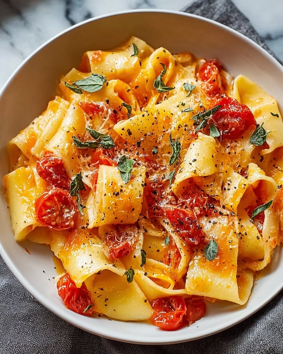 The image shows a bowl of pasta with rigatoni noodles, each thick and tube-shaped with a smooth texture, coated in a shiny red tomato sauce. Scattered throughout the dish are pieces of cooked spinach, dark green and wilted, mixed with chunky pieces of red tomato. The pasta is sprinkled with small bits of grated cheese and black pepper, adding light white and black specks on top. The dish is served in a white bowl with a speckled pattern on a white marbled surface. photo taken with an iphone --ar 4:5 --v 7