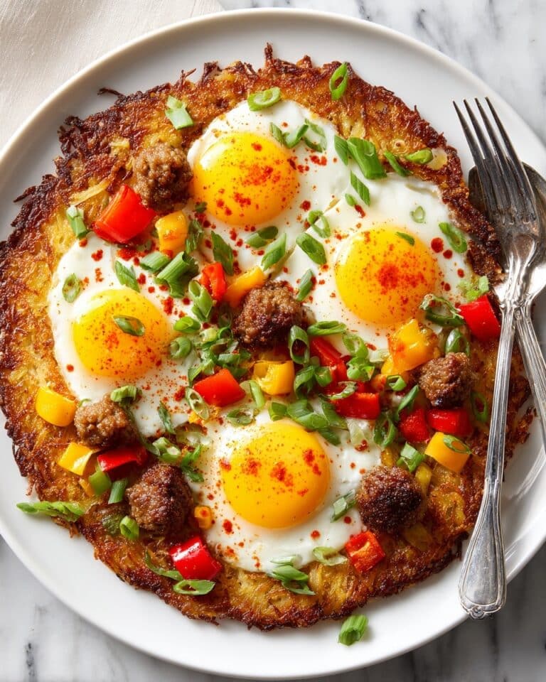 Breakfast Pizza with Hash Brown Crust and Baked Eggs Recipe