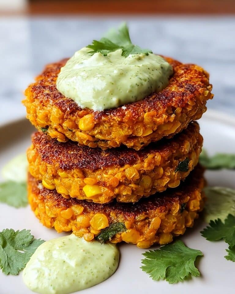 Crispy Sweet Potato & Red Lentil Patties with Creamy Avocado Cilantro Sauce Recipe