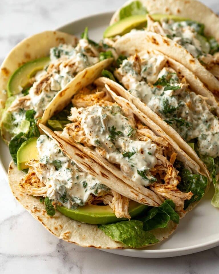 Shredded Chicken Tacos with Creamy Chimichurri Sauce Recipe