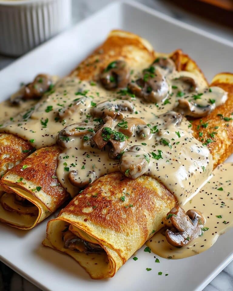 Crêpes Roulées au Poulet, Champignons et Béchamel Recipe